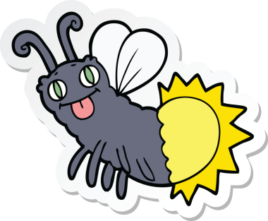 Bir insan tarafından çizilmiş bir ateş böceğinin çıkartması.