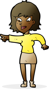 Bir insan tarafından çizilmiş çizgi film kadını.