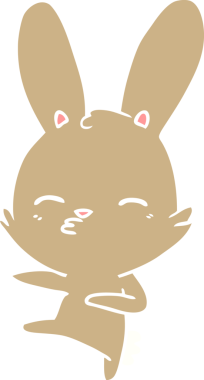 Bir insan tarafından çizilmiş tuhaf düz renkli tavşan.