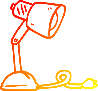 Bir insan tarafından çizilmiş çizgi masa lambasının sıcak çizgi çizimi