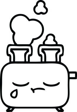 Bir insan tarafından çizilmiş bir tost makinesinin çizgi çizimi