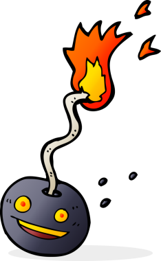 Bir insan tarafından çizilmiş karikatür bombası.