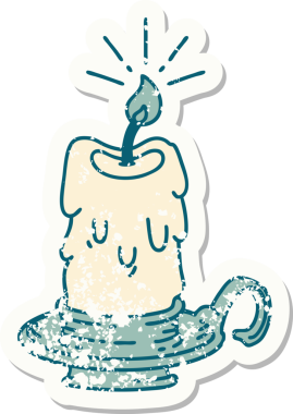 Bir insan tarafından çizilmiş eski bir dövme stili ürkünç erime mumu.