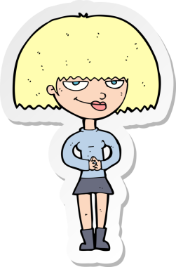 Bir insan tarafından çizilmiş sinsi bir kadının çıkartması.