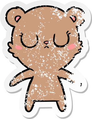 Bir insan tarafından çizilmiş barışçıl bir ayı yavrusunun sıkıntılı çıkartması.