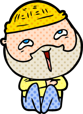 Bir insan tarafından çizilmiş mutlu sakallı bir adam.