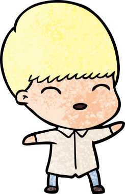 Bir insan tarafından çizilmiş mutlu çizgi film çocuğu.