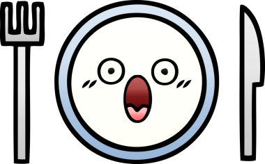 Bir insan tarafından çizilmiş yemek tabağının gölgeli çizgi filmi.