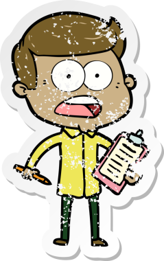 Bir insan tarafından çizilen şok olmuş bir adamın karikatür çıkartması.