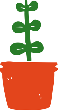 Bir insan tarafından çizilmiş düz renkli karikatür ev bitkisi