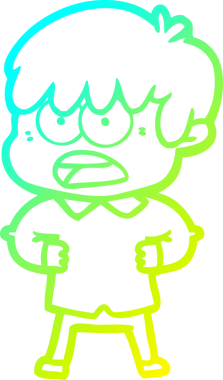 Bir insan tarafından çizilmiş endişeli çizgi film çocuğunun soğuk gradyan çizgisi.