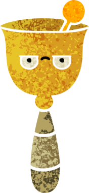 Bir insan tarafından çizilmiş okul çanının retro çizim stili karikatürü