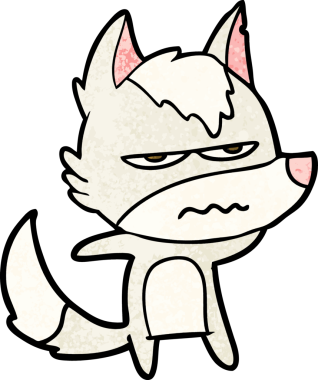 Bir insan tarafından çizilmiş rahatsız kurt çizgi filmi.