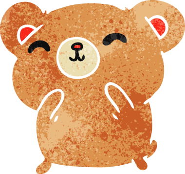 Eski çizgi film illüstrasyon kawaii bir insan tarafından çizilmiş sevimli mutlu ayı