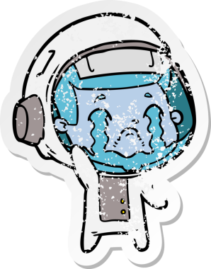 Bir insan tarafından çizilmiş ağlayan bir astronotun sıkıntılı çıkartması.