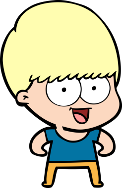 Bir insan tarafından çizilmiş mutlu çizgi film çocuğu.