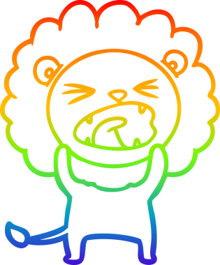 gökkuşağı gradyan çizgi çizimi bir insan tarafından çizilmiş bir aslan