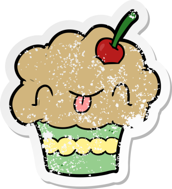 Bir insan tarafından çizilmiş karikatür kekinin sıkıntılı çıkartması.