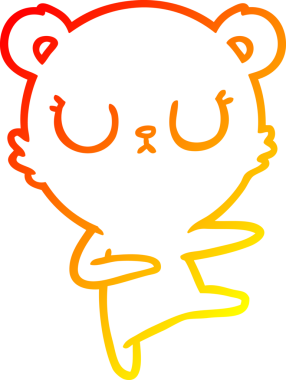 Bir insan tarafından çizilmiş barışçıl bir ayı yavrusunun sıcak çizgi çizimi