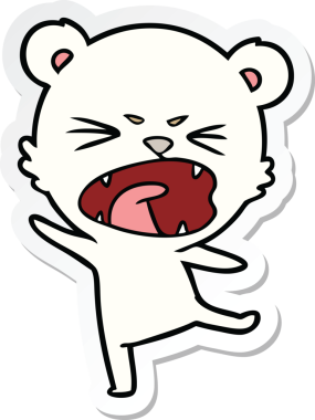 Bir insan tarafından çizilmiş kızgın bir kutup ayısının çıkartması.