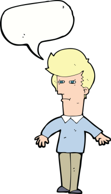 bir insan tarafından çizilmiş konuşma balonu olan şüpheli bir adam.