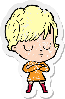 Bir insan tarafından çizilmiş karikatür bir kadının sıkıntılı çıkartması.