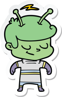 Bir insan tarafından çizilmiş dost canlısı bir uzay adamının çıkartması.