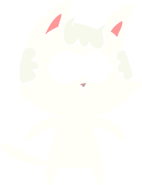 Bir insan tarafından çizilmiş mutlu düz renkli çizgi film kedisi