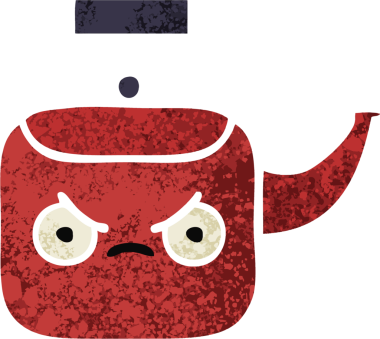 Bir insan tarafından çizilmiş bir çaydanlığın retro çizim tarzı karikatürü