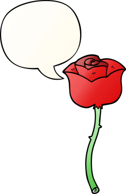 bir insan tarafından çizilmiş yumuşak eğimli konuşma baloncuklu çizgi film gülü