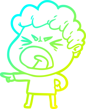 Bir insan tarafından çizilmiş öfkeli bir çizgi film karakteri.