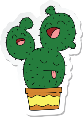 Bir insan tarafından çizilmiş garip bir el kaktüsünün çıkartması.