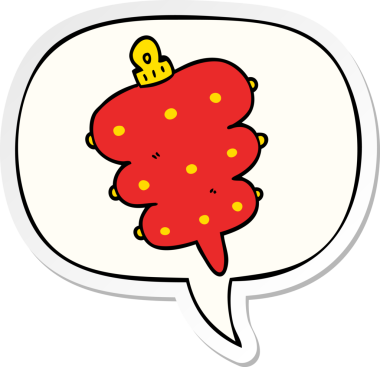 bir insan tarafından çizilmiş konuşma kabarcığı etiketli karikatür noel süslemesi