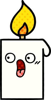 Bir insan tarafından çizilmiş çizgi roman tarzı yanan mum.