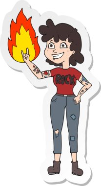 Bir insan tarafından çizilmiş bir rock kızının çıkartması.