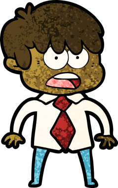 Bir insan tarafından çizilmiş endişeli çizgi film çocuğu.