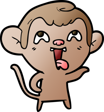 Bir insan tarafından çizilmiş çılgın çizgi film maymunu