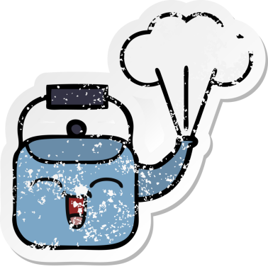 Bir insan tarafından çizilmiş dumanı tüten tatlı bir karikatür çıkartması.