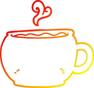 Bir insan tarafından çizilmiş bir kahve fincanının sıcak çizgi çizimi