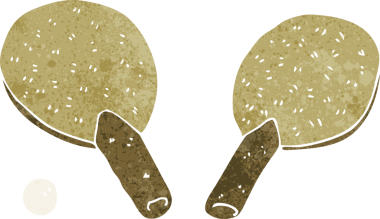 Bir insan tarafından çizilmiş çizgi film masa tenisi sopaları.