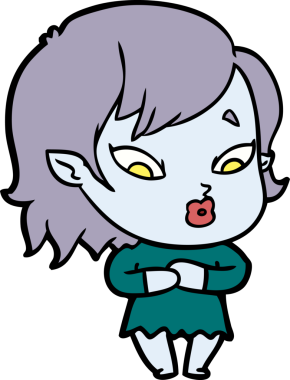 Bir insan tarafından çizilmiş şirin vampir kız çizgi filmi.