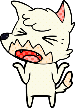 Bir insan tarafından çizilmiş kızgın çizgi film tilkisi.