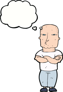 Düşünce baloncuğu bir insan tarafından çizilmiş sert çocuk.