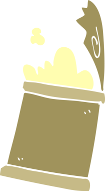 Çizgi film karalaması. Bir insan tarafından çizilmiş yiyecek konservesi.