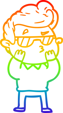 Gökkuşağı gradyan çizimi. Bir insan tarafından çizilmiş havalı bir adamın çizimi.