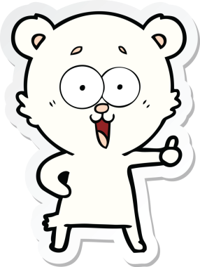 Bir insan tarafından çizilmiş gülen oyuncak ayının çıkartması.