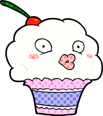 Bir insan tarafından çizilmiş komik bir kek.