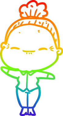 Gökkuşağı gradyan çizimi bir insan tarafından çizilmiş barışçıl yaşlı bir kadının çizimi