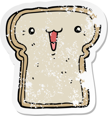 Bir insan tarafından çizilmiş tatlı bir çizgi film tostunun sıkıntılı çıkartması.