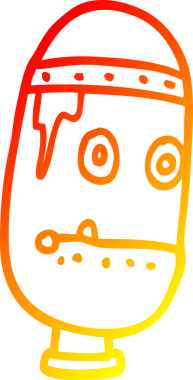 Bir insan tarafından çizilmiş eski bir robot kafanın sıcak çizgi çizimi